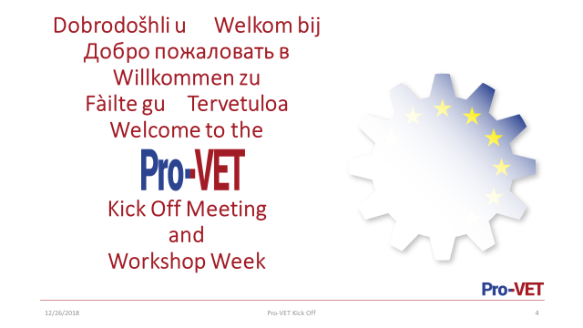 Pro-VET Kick Off Meeting ja työpajaviikko