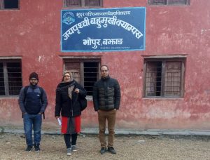 Ruma Manadhar and Nepal open university's project workers at Bajang