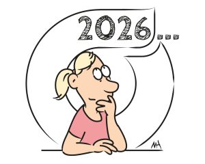 Piirroshahmo, jonka takana Ohjaamo-logo ja vuosiluku 2026
