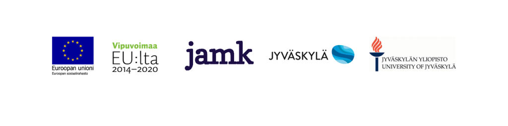Hoksautus hankkeer rahoittajien logot: EU:n sosiaalirahasto ja Vipuvoimaa EU:lta, Jamk, Jyväskylän kaupunki, Jyväskylän yliopisto.